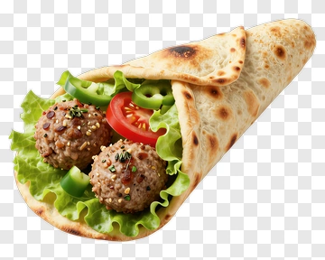Meatball Wrap With Fresh Vegetables PNG