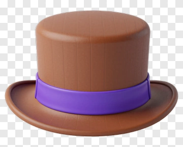 Brown Top Hat With Purple Ribbon PNG