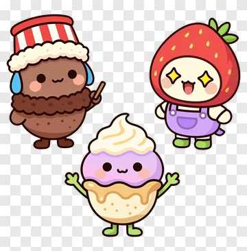 Cartoon Ice Cream Characters PNG