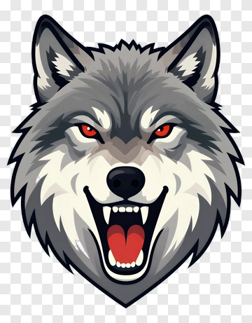 Angry Wolf Head Illustration PNG