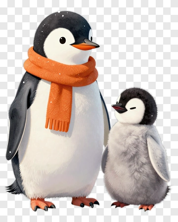 Cartoon Penguins Standing Together PNG