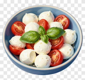 Bowl Of Mozzarella Balls And Cherry Tomatoes PNG