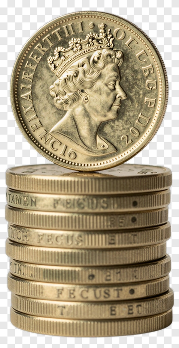 Stack Of Coins With A Queen's Portrait PNG