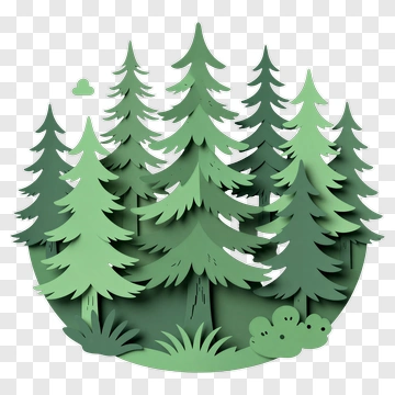 Felt Forest With Green Pine Trees PNG
