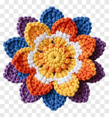 Colorful Crochet Flower PNG
