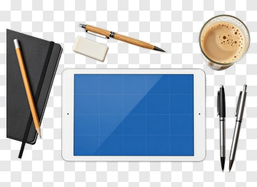 Tablet And Office Supplies On A Desk PNG