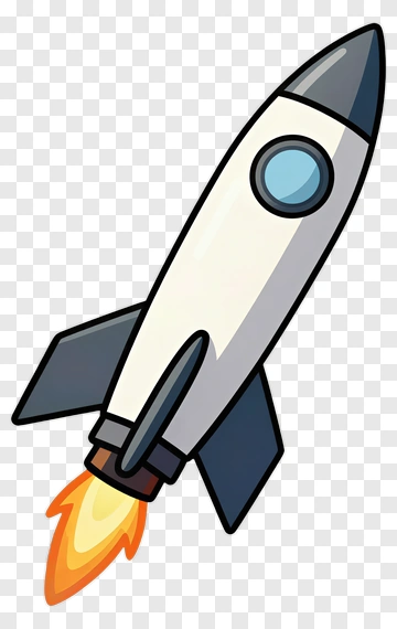 Cartoon Rocket With Flames PNG