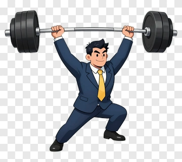 Businessman Lifting Weights PNG