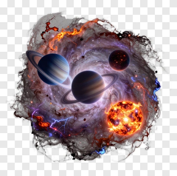 Colorful Space Scene With Planets And Stars PNG