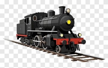 Cartoon Steam Locomotive On Tracks PNG