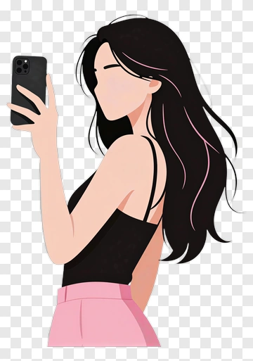 Stylish Woman Taking A Selfie PNG