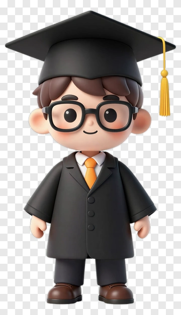 Cartoon Graduate Boy In Cap And Gown PNG