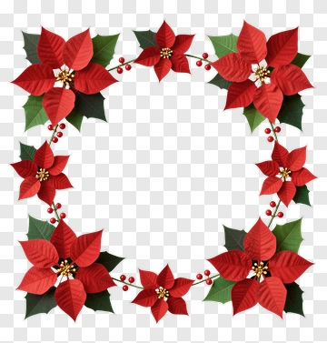 Poinsettia Floral Wreath PNG