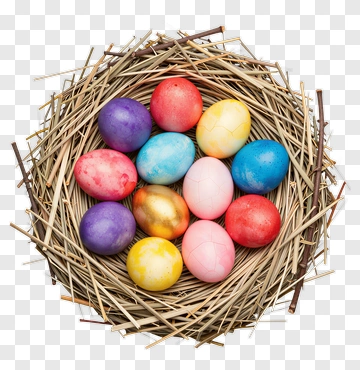 Colorful Easter Eggs In A Nest PNG