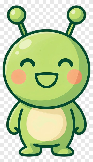 Cartoon Green Alien Character PNG