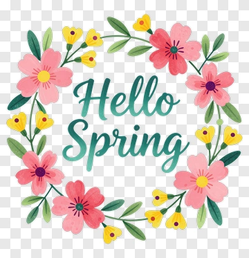 Hello Spring Floral Wreath PNG