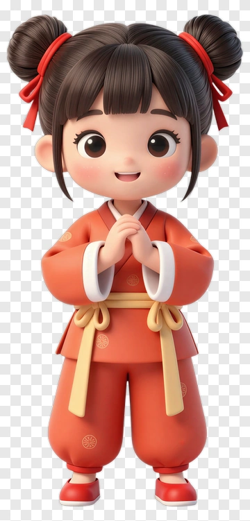 Cute Cartoon Girl In Traditional Outfit PNG