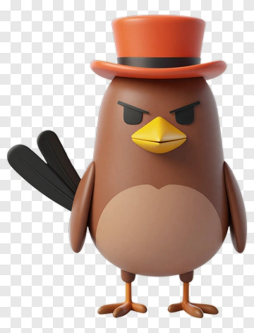 Cartoon Bird Wearing A Top Hat PNG