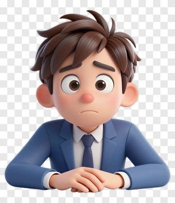 Worried Cartoon Boy In A Suit PNG
