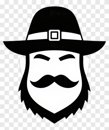 Black Silhouette Of A Pilgrim With Hat And Mustache PNG