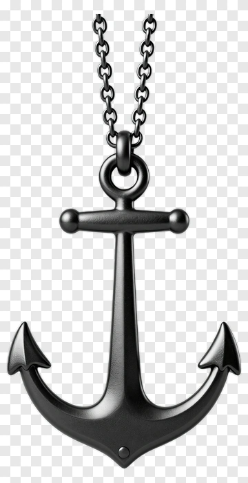 Black Anchor Pendant Necklace PNG