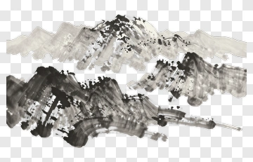 Abstract Black And White Mountain Landscape PNG