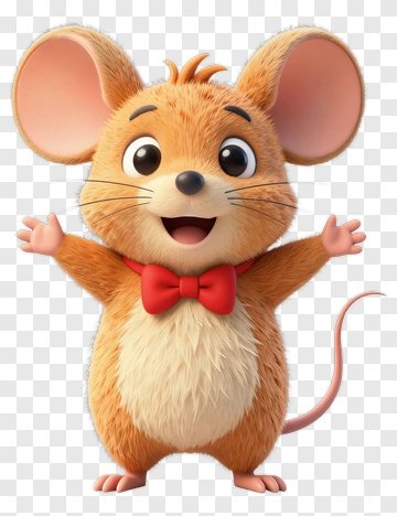 Cartoon Mouse With A Red Bow Tie PNG