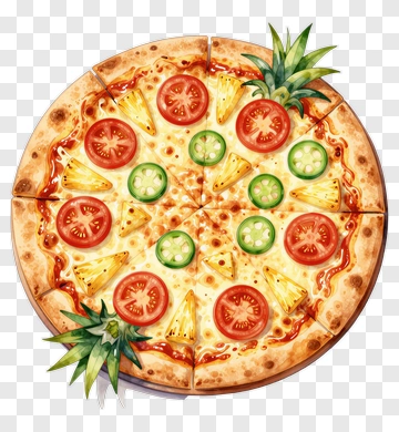 Pizza Topped With Pineapple And Vegetables PNG