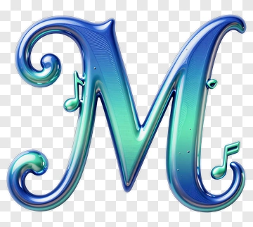 3D Letter M With Musical Notes PNG