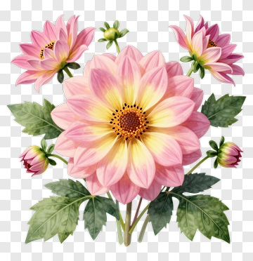 Colorful Floral Arrangement With Pink Flowers PNG
