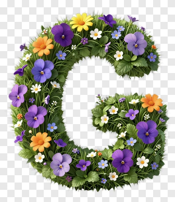 Floral Letter G With Colorful Flowers PNG