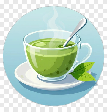 Green Tea In A Cup With Leaves PNG