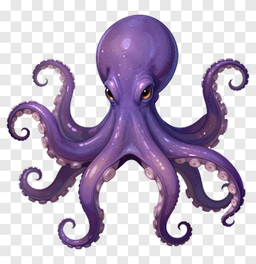 Cartoon Purple Octopus PNG