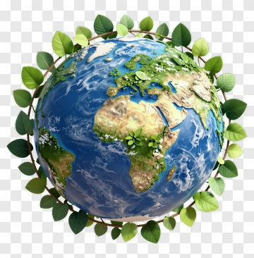 Earth Surrounded By Green Leaves PNG