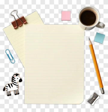 Stationery Items On A Blank Notepad PNG