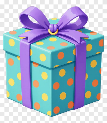 Colorful Gift Box With Polka Dots PNG