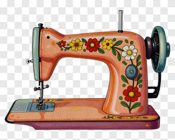 Vintage Sewing Machine With Floral Design PNG