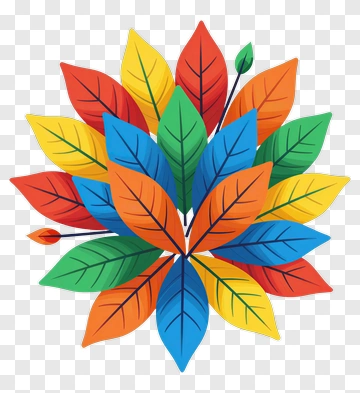 Colorful Leaf Arrangement PNG