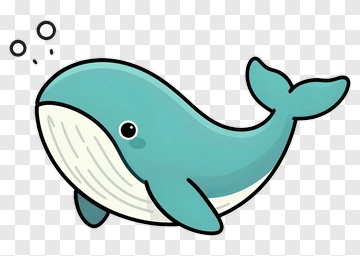 Cartoon Whale Swimming PNG