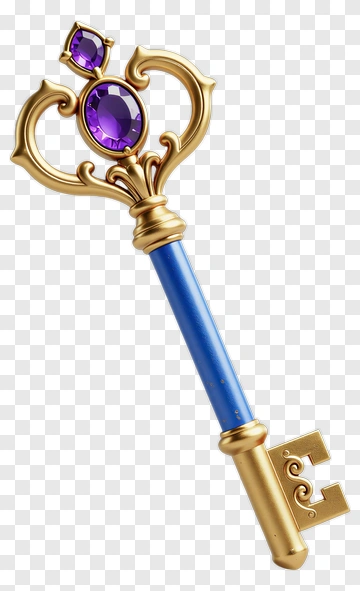 Golden Key With Purple Gemstone PNG