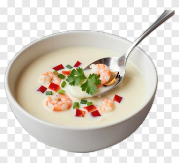Shrimp Soup With Cilantro And Red Peppers PNG