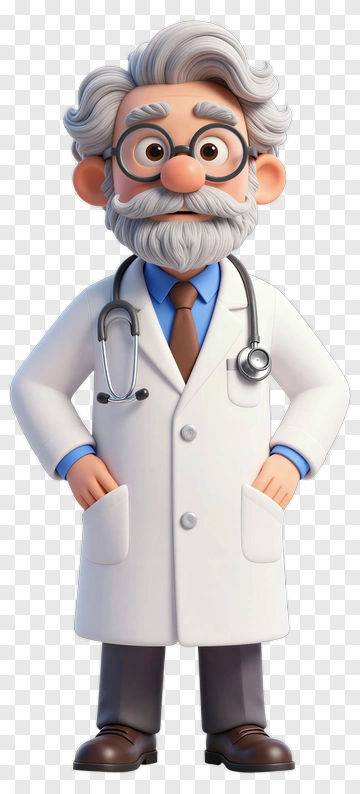 Cartoon Doctor Standing With Hands On Hips PNG