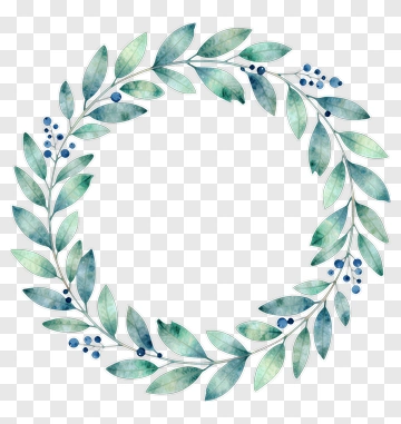 Watercolor Leaf Wreath PNG