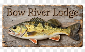 Bow River Lodge Sign With Fish PNG