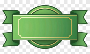 Green Decorative Banner With Ribbons PNG