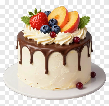 Chocolate Drip Cake With Fresh Fruits PNG