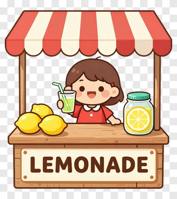 Cartoon Girl At A Lemonade Stand PNG