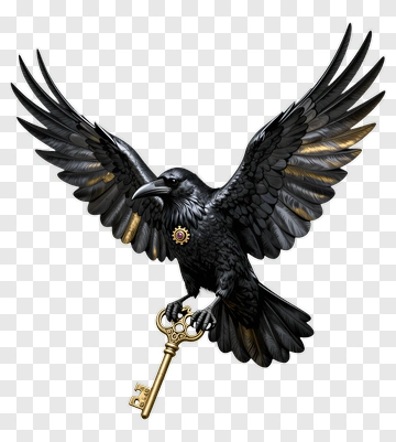 Black Raven Holding A Key PNG