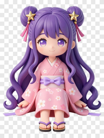 Kawaii Girl In Pink Kimono PNG