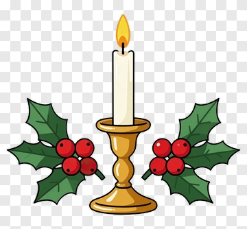 Christmas Candle With Holly PNG